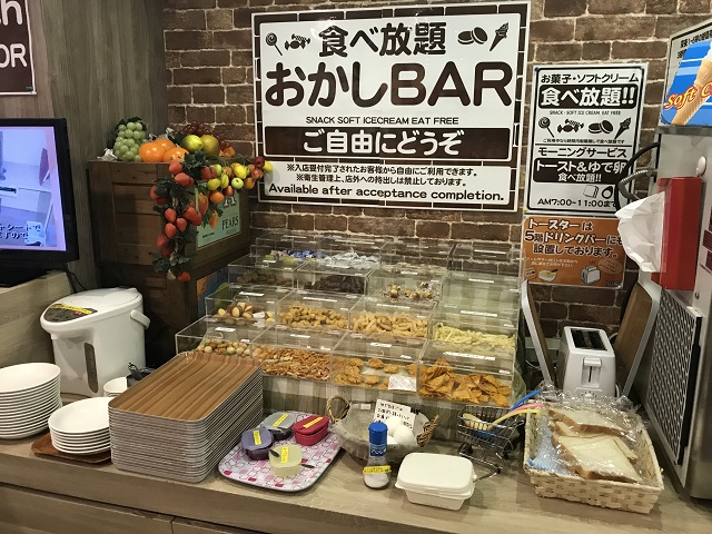 お菓子バー・無料モーニングが楽しめるネットカフェ「モンキーネット」